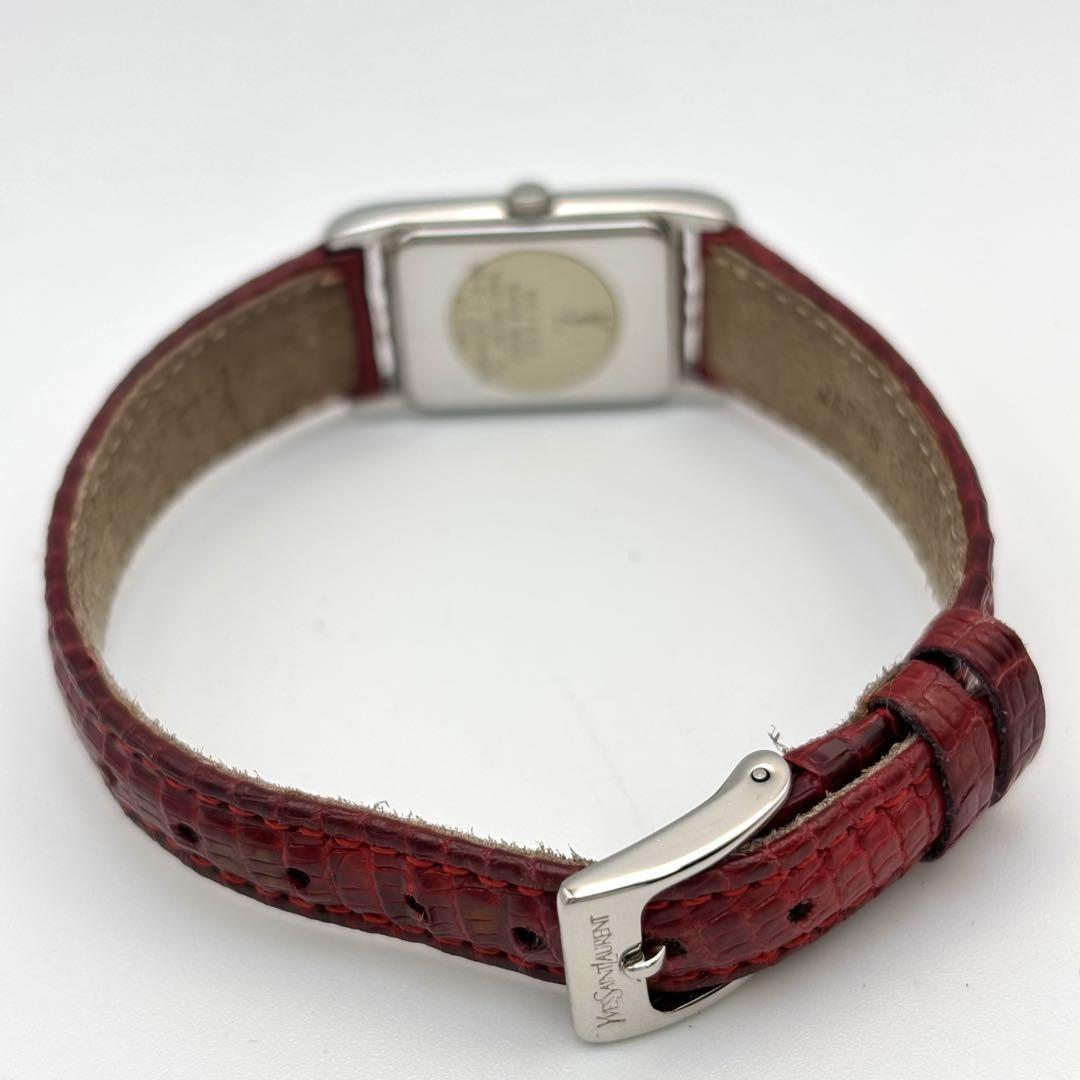 Saint Laurent Quartz Watch Wristwatch Logo White Red Women's Authentic