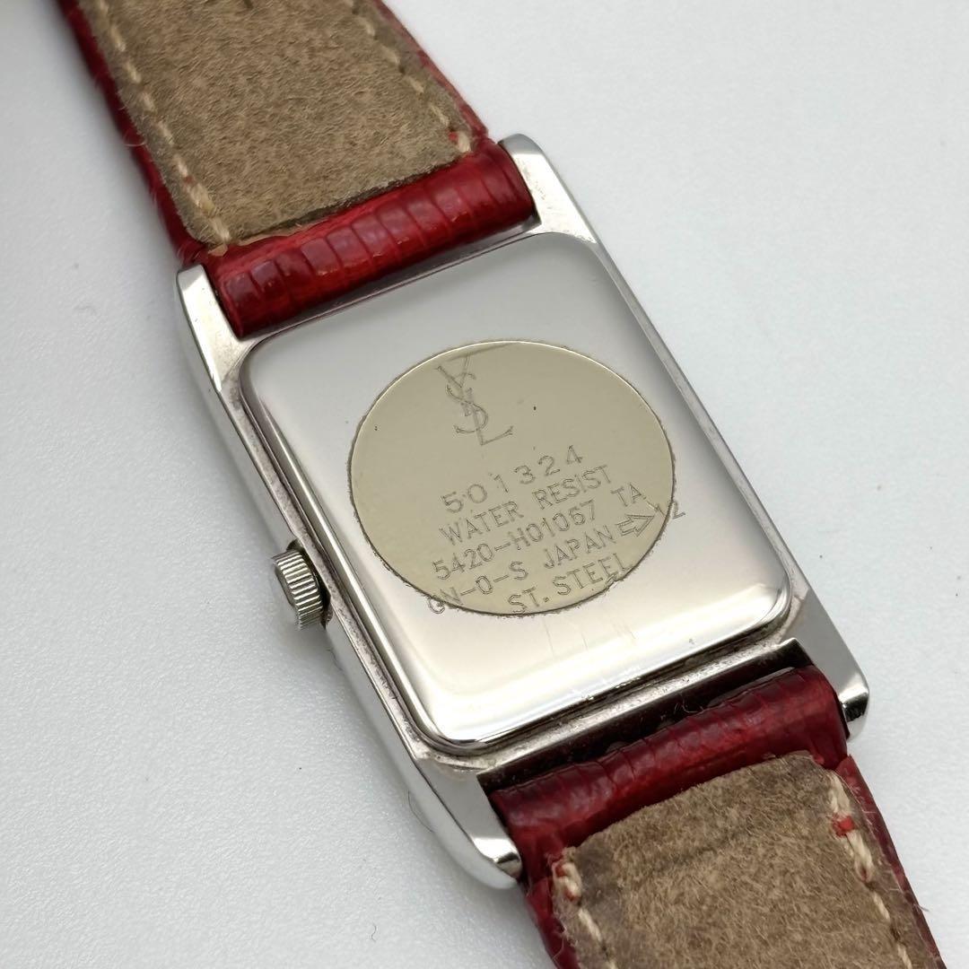 Saint Laurent Quartz Watch Wristwatch Logo White Red Women's Authentic