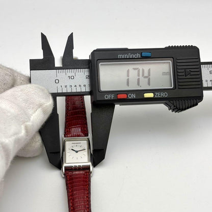 Saint Laurent Quartz Watch Wristwatch Logo White Red Women's Authentic