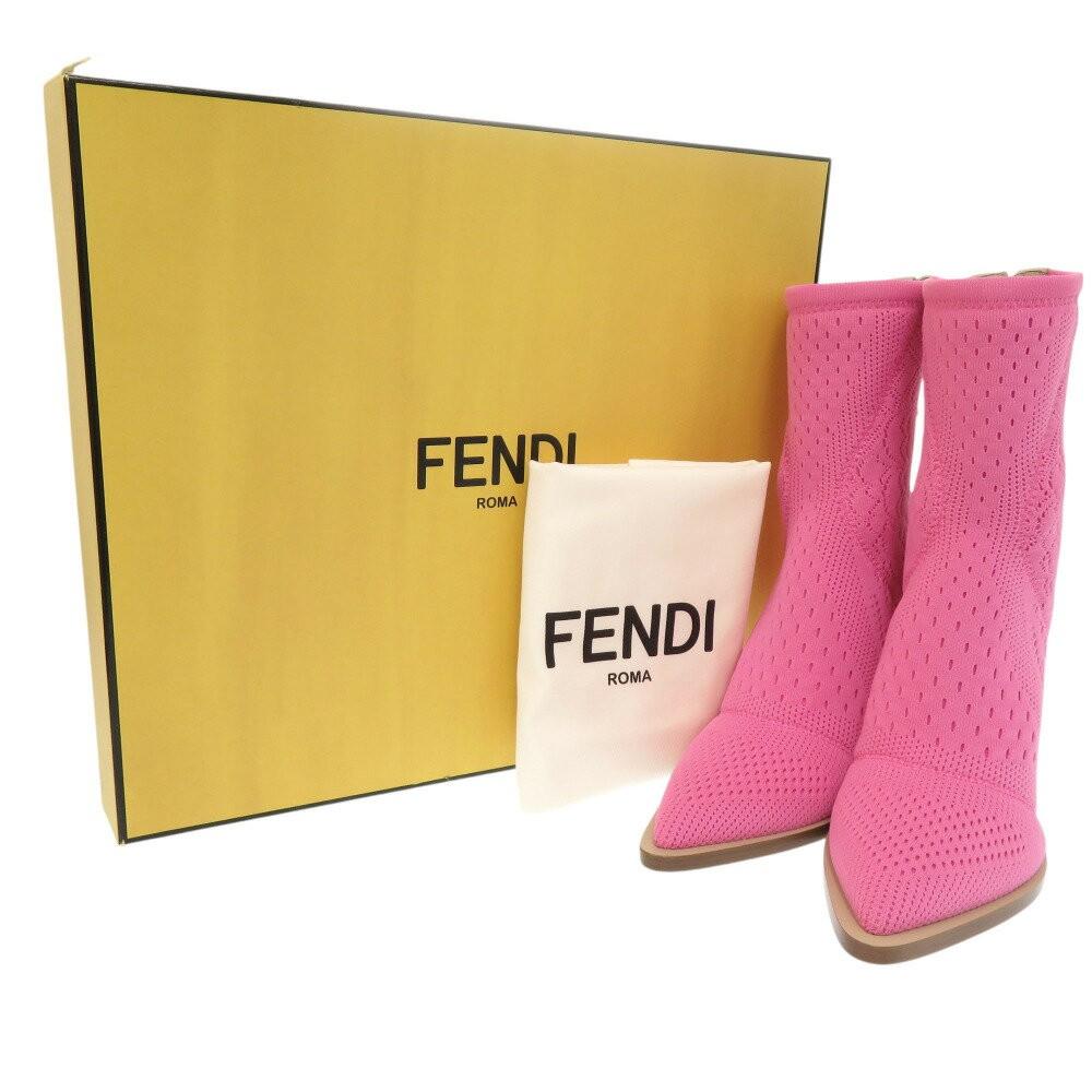 FENDI Short Boots Shoes EU 36 US 6 Knit Pink Authentic
