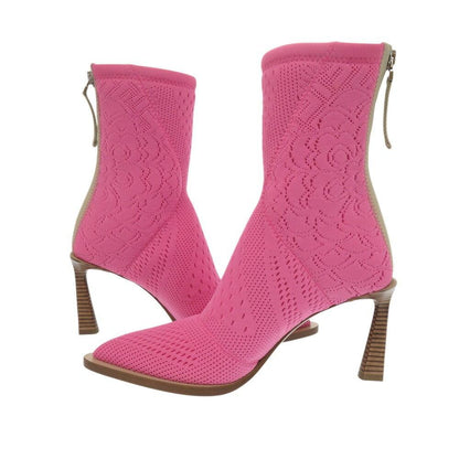 FENDI Short Boots Shoes EU 36 US 6 Knit Pink Authentic