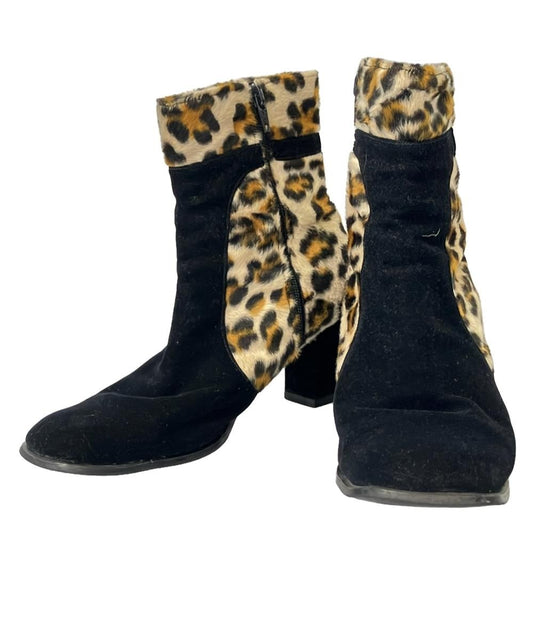 FENDI Short Boots Shoes EU 36.5 US 6.5 Leopard Brown Authentic