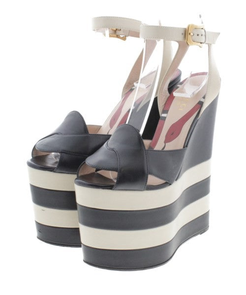 GUCCI Sandals Shoes EU 35.5 US 5.5 Leather Navy White Authentic