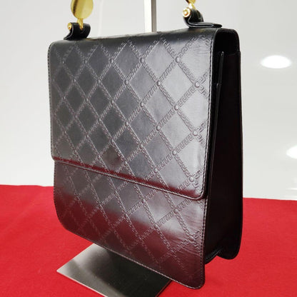 VERSACE Hand Bag Tote Purse Leather Black Authentic