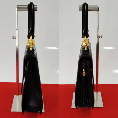 VERSACE Hand Bag Tote Purse Leather Black Authentic