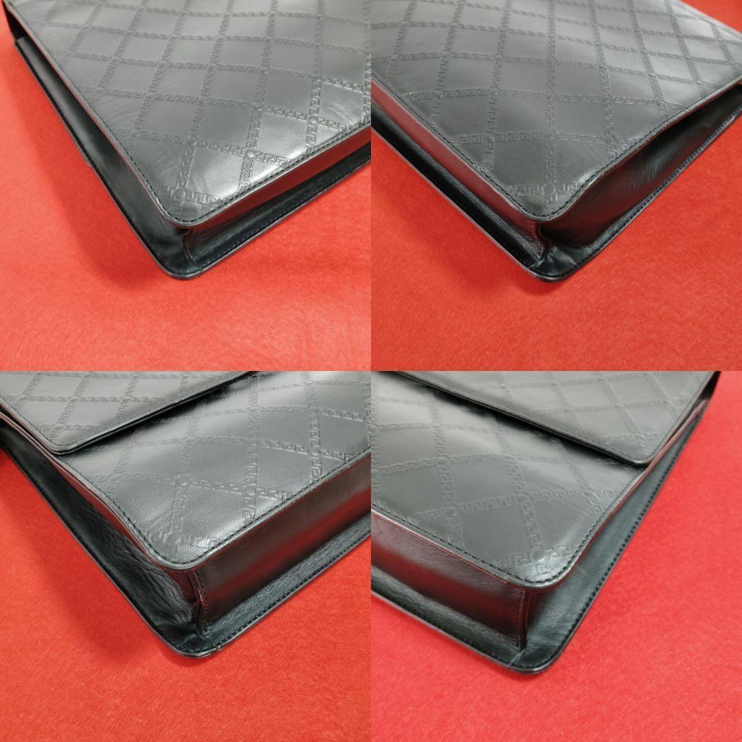 VERSACE Hand Bag Tote Purse Leather Black Authentic