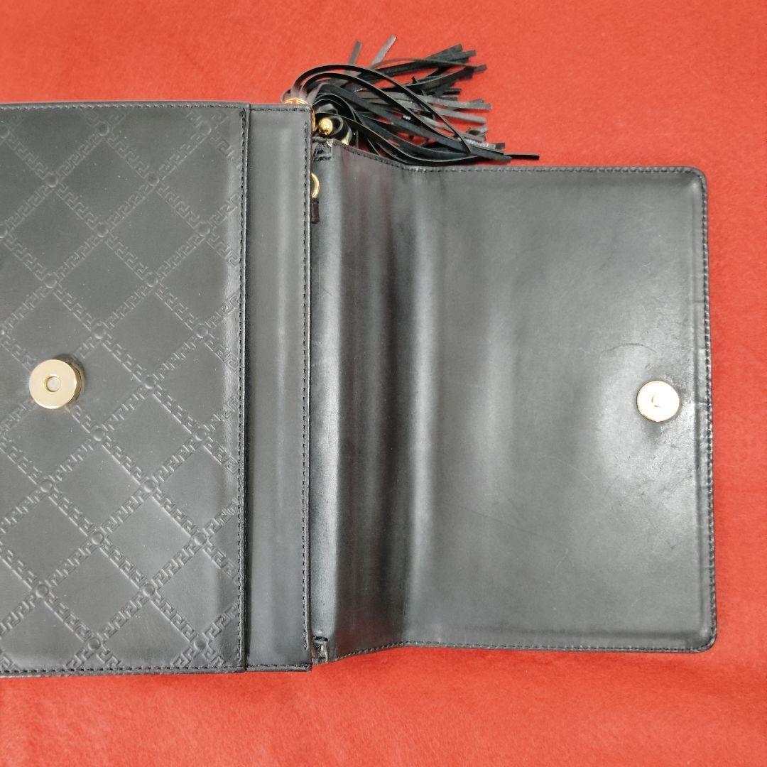 VERSACE Hand Bag Tote Purse Leather Black Authentic