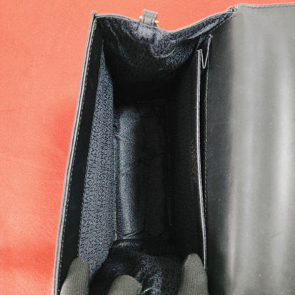 VERSACE Hand Bag Tote Purse Leather Black Authentic