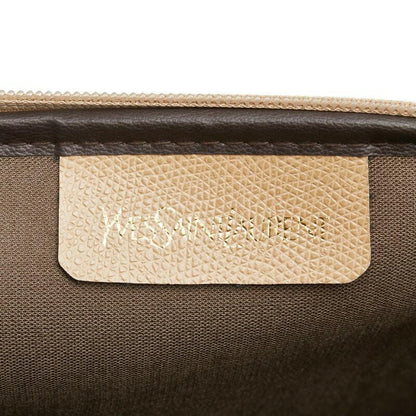 Saint Laurent Clutch Bag Second Bag YSL Cassandra PVC Leather Beige Authentic