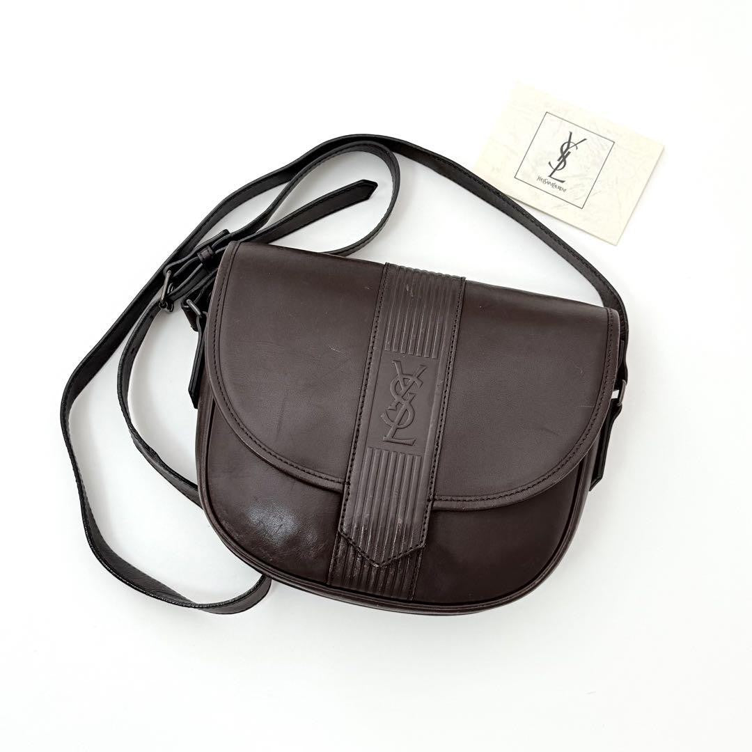Saint Laurent Shoulder Bag Purse YSL Cassandra Leather Dark Brown Authentic