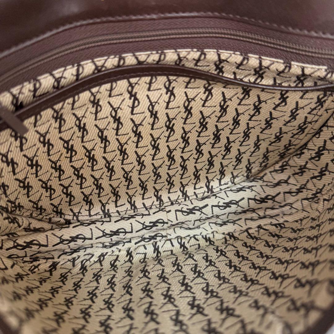 Saint Laurent Shoulder Bag Purse YSL Cassandra Leather Dark Brown Authentic