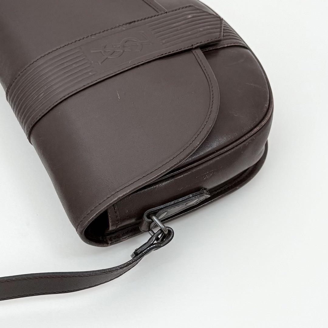 Saint Laurent Shoulder Bag Purse YSL Cassandra Leather Dark Brown Authentic