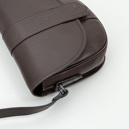 Saint Laurent Shoulder Bag Purse YSL Cassandra Leather Dark Brown Authentic