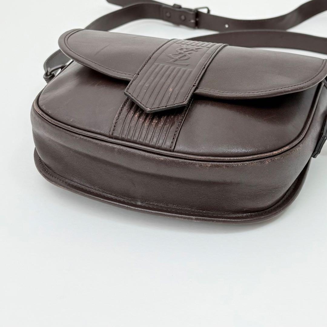 Saint Laurent Shoulder Bag Purse YSL Cassandra Leather Dark Brown Authentic