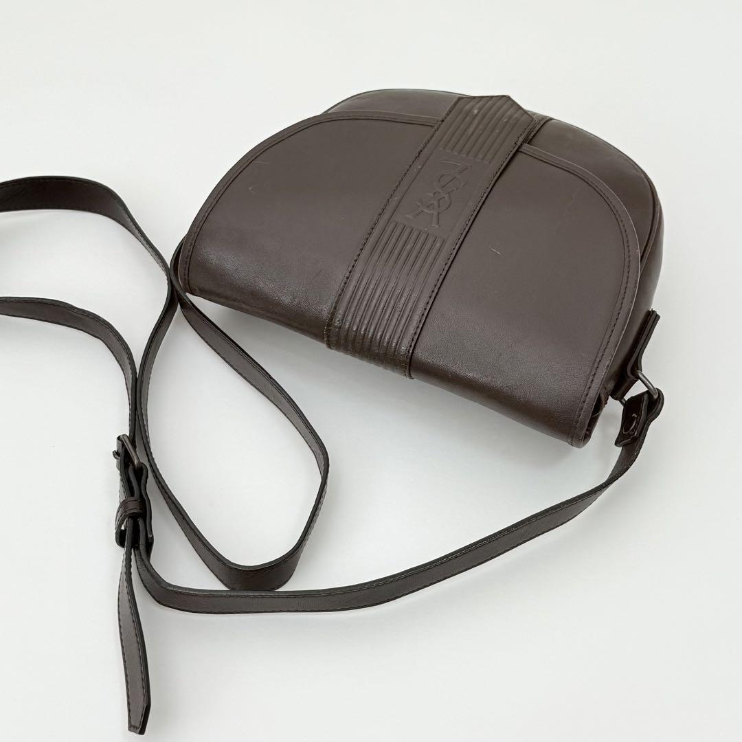 Saint Laurent Shoulder Bag Purse YSL Cassandra Leather Dark Brown Authentic