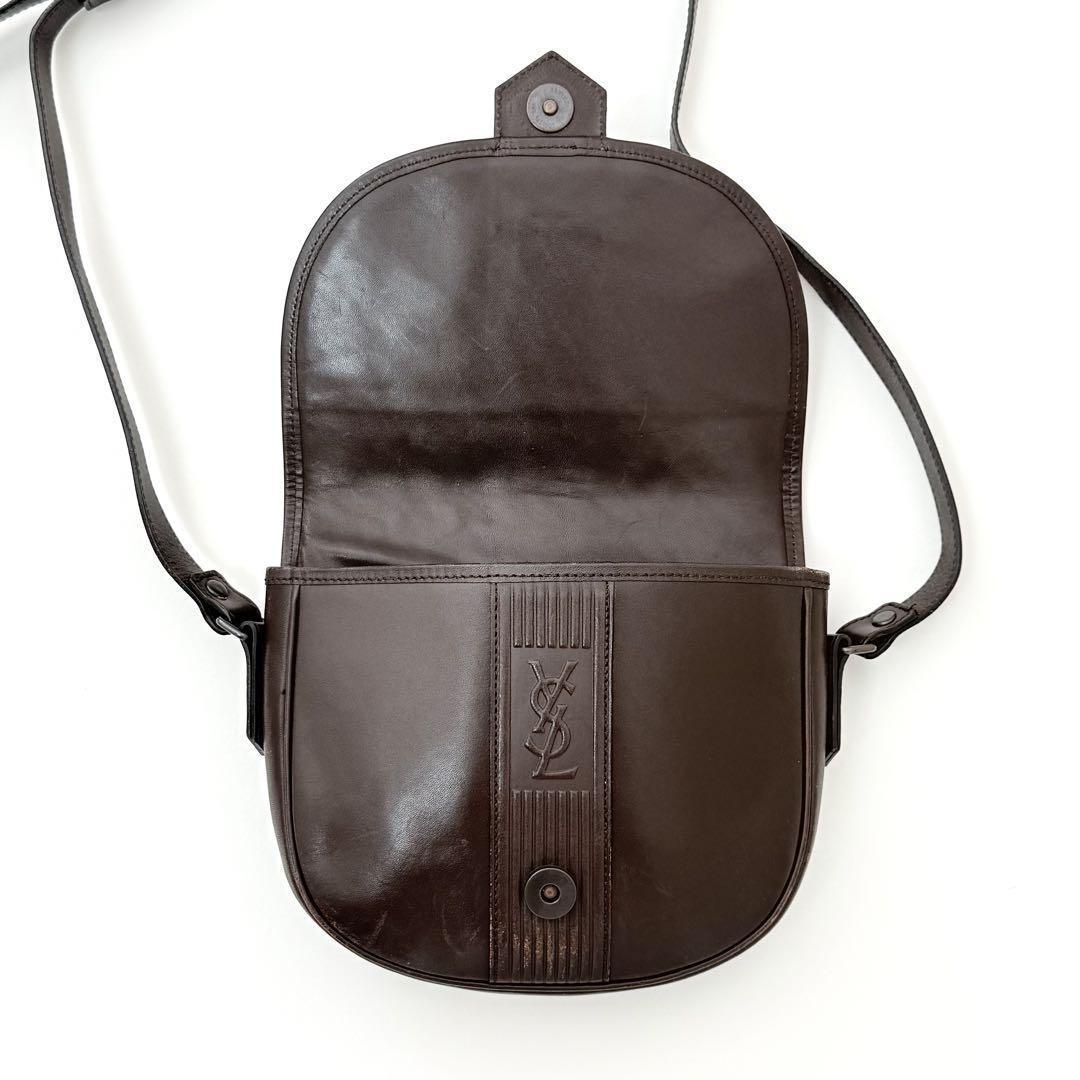 Saint Laurent Shoulder Bag Purse YSL Cassandra Leather Dark Brown Authentic