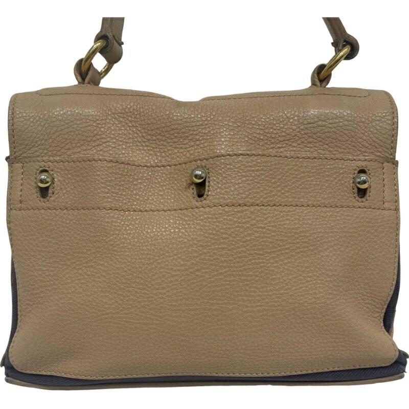 Saint Laurent Hand Bag Tote Purse Muse Toe Leather Beige Authentic