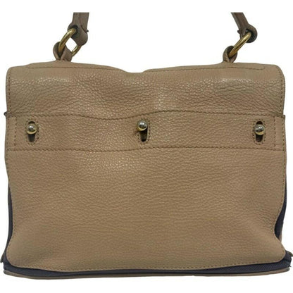 Saint Laurent Hand Bag Tote Purse Muse Toe Leather Beige Authentic