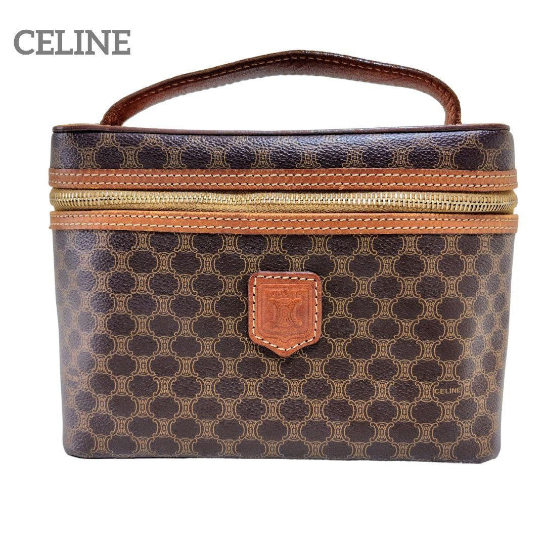 CELINE handbag Purse Macadam Vanity Bag PVC Leather Brown Women's Used Authentic