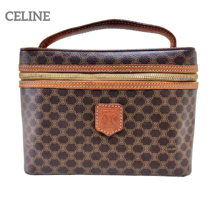 CELINE handbag Purse Macadam Vanity Bag PVC Leather Brown Women's Used Authentic