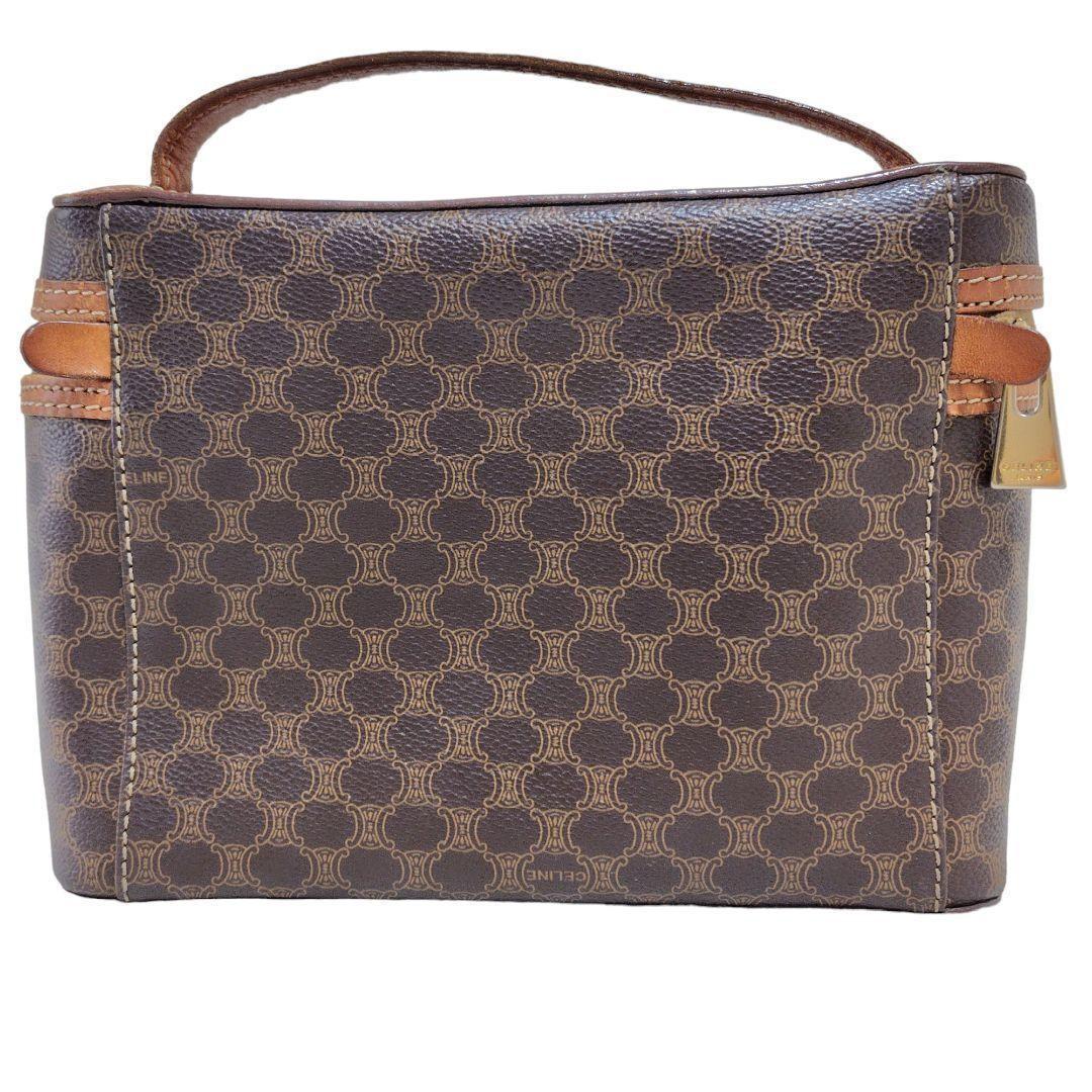 CELINE handbag Purse Macadam Vanity Bag PVC Leather Brown Women's Used Authentic