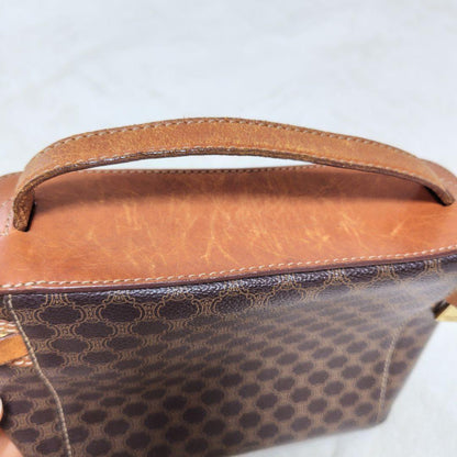 CELINE handbag Purse Macadam Vanity Bag PVC Leather Brown Women's Used Authentic