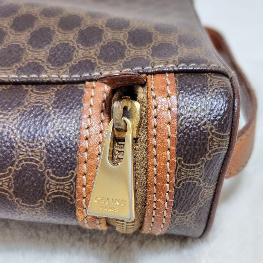 CELINE handbag Purse Macadam Vanity Bag PVC Leather Brown Women's Used Authentic