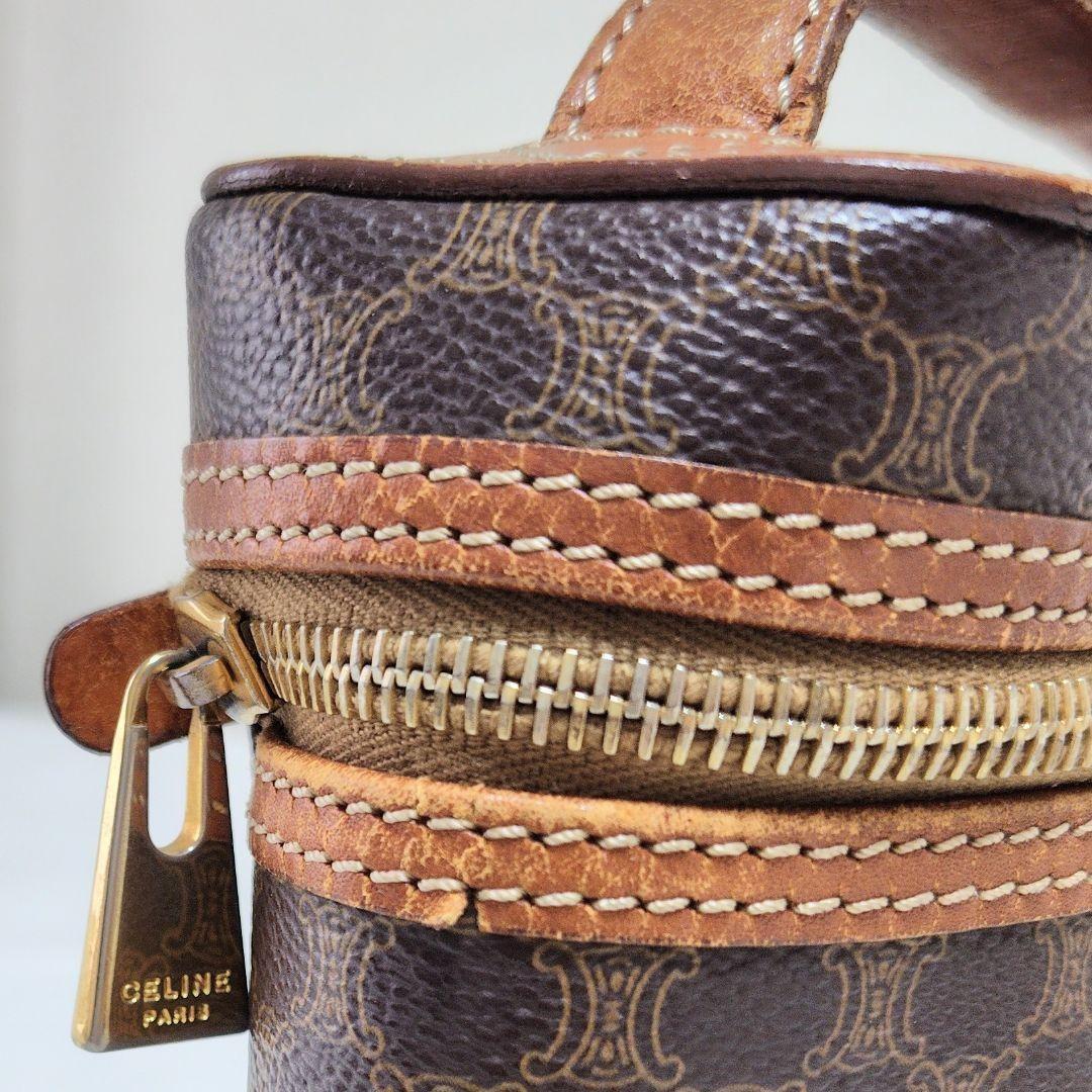 CELINE handbag Purse Macadam Vanity Bag PVC Leather Brown Women's Used Authentic