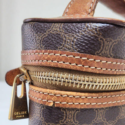 CELINE handbag Purse Macadam Vanity Bag PVC Leather Brown Women's Used Authentic