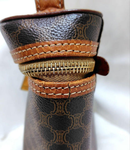 CELINE handbag Purse Macadam Vanity Bag PVC Leather Brown Women's Used Authentic