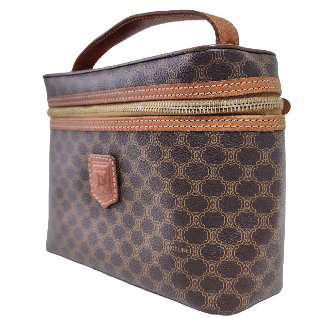CELINE handbag Purse Macadam Vanity Bag PVC Leather Brown Women's Used Authentic