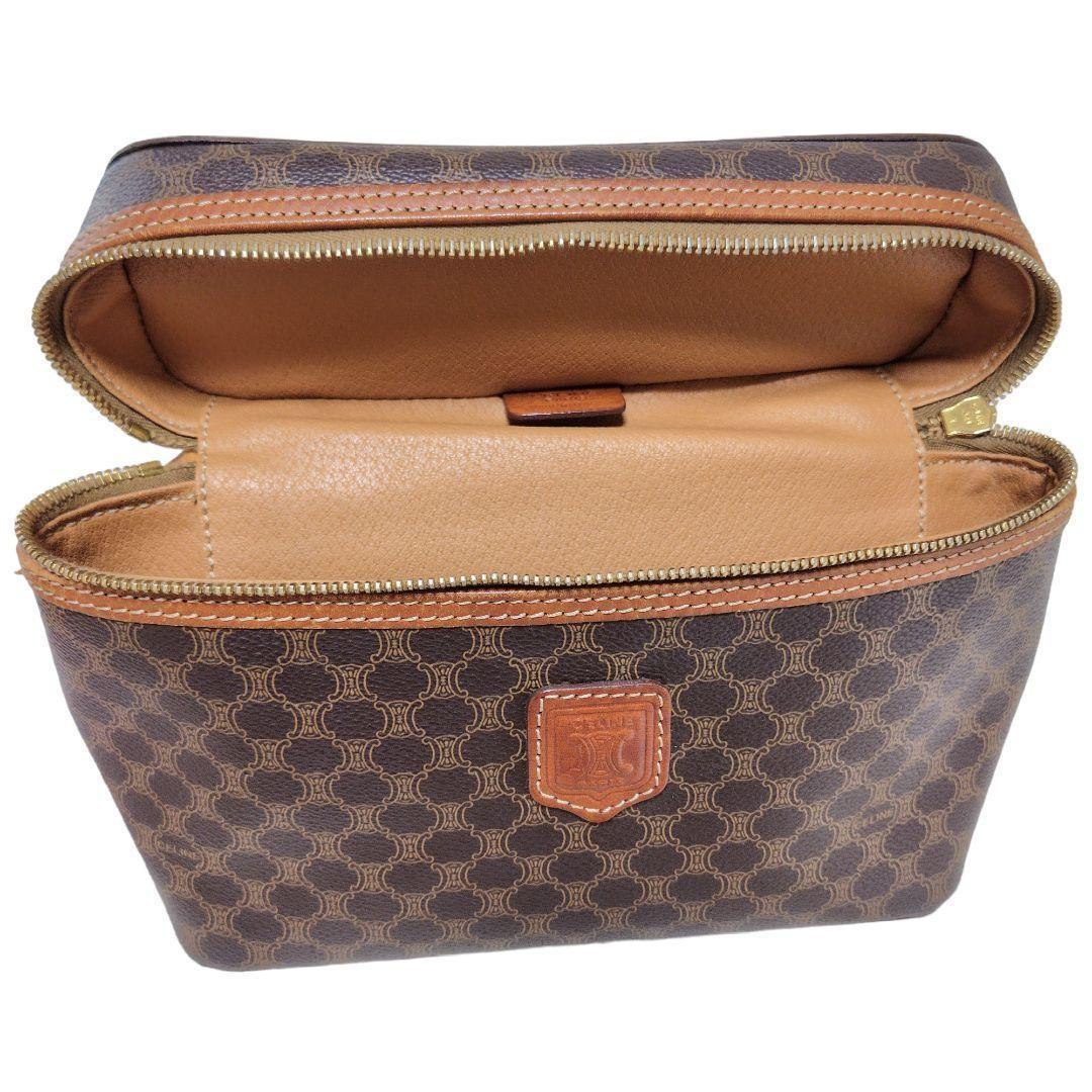 CELINE handbag Purse Macadam Vanity Bag PVC Leather Brown Women's Used Authentic