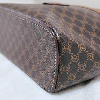 CELINE handbag Purse Macadam Vanity Bag PVC Leather Brown Women's Used Authentic