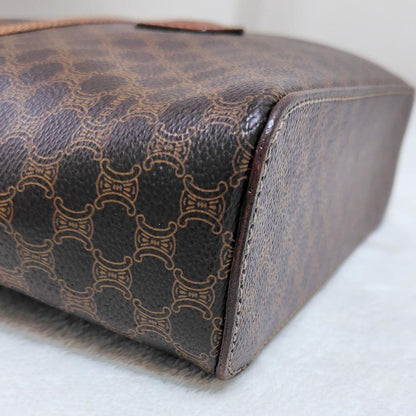 CELINE handbag Purse Macadam Vanity Bag PVC Leather Brown Women's Used Authentic