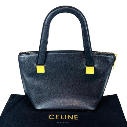 CELINE handbag Purse Leather Black Gold Used Authentic Women's