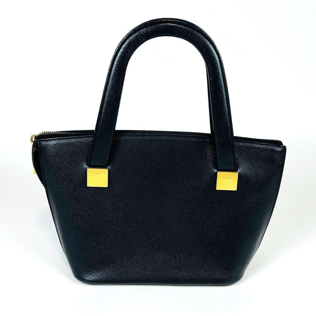 CELINE handbag Purse Leather Black Gold Used Authentic Women's