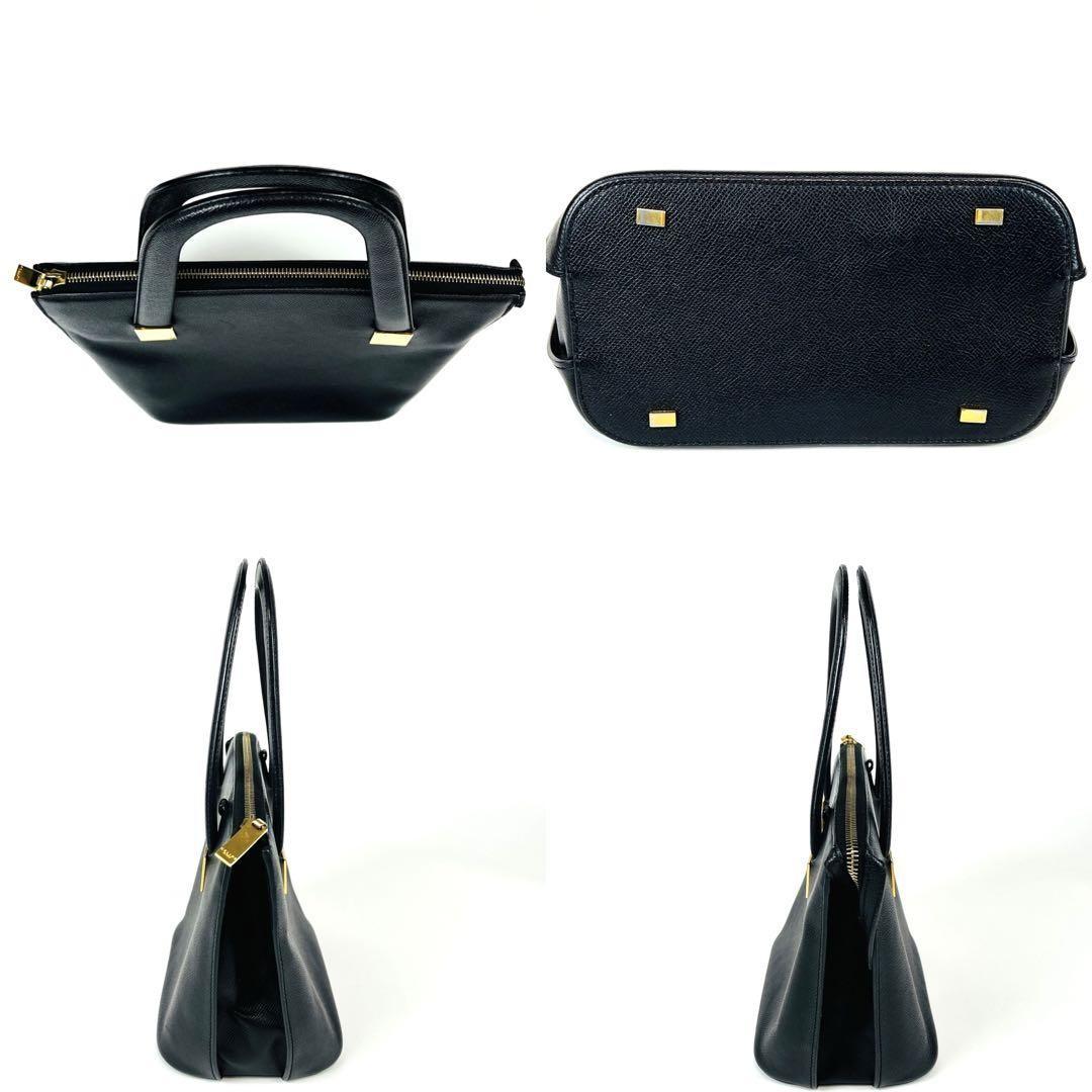 CELINE handbag Purse Leather Black Gold Used Authentic Women's