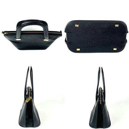 CELINE handbag Purse Leather Black Gold Used Authentic Women's