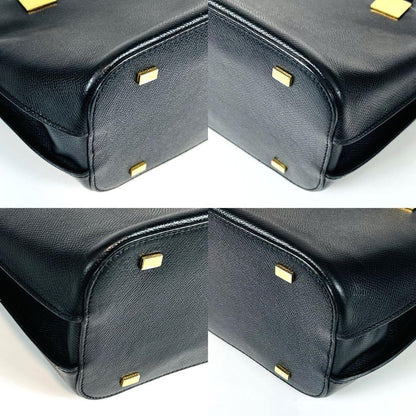 CELINE handbag Purse Leather Black Gold Used Authentic Women's