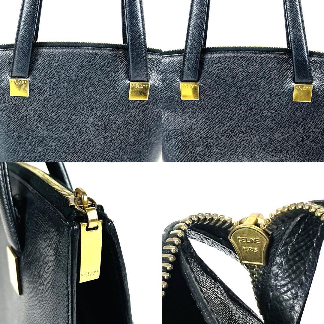 CELINE handbag Purse Leather Black Gold Used Authentic Women's