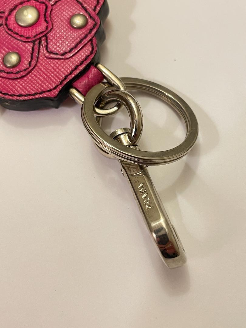 PRADA Key Ring Keychain Bag Charm Pink Green Authentic