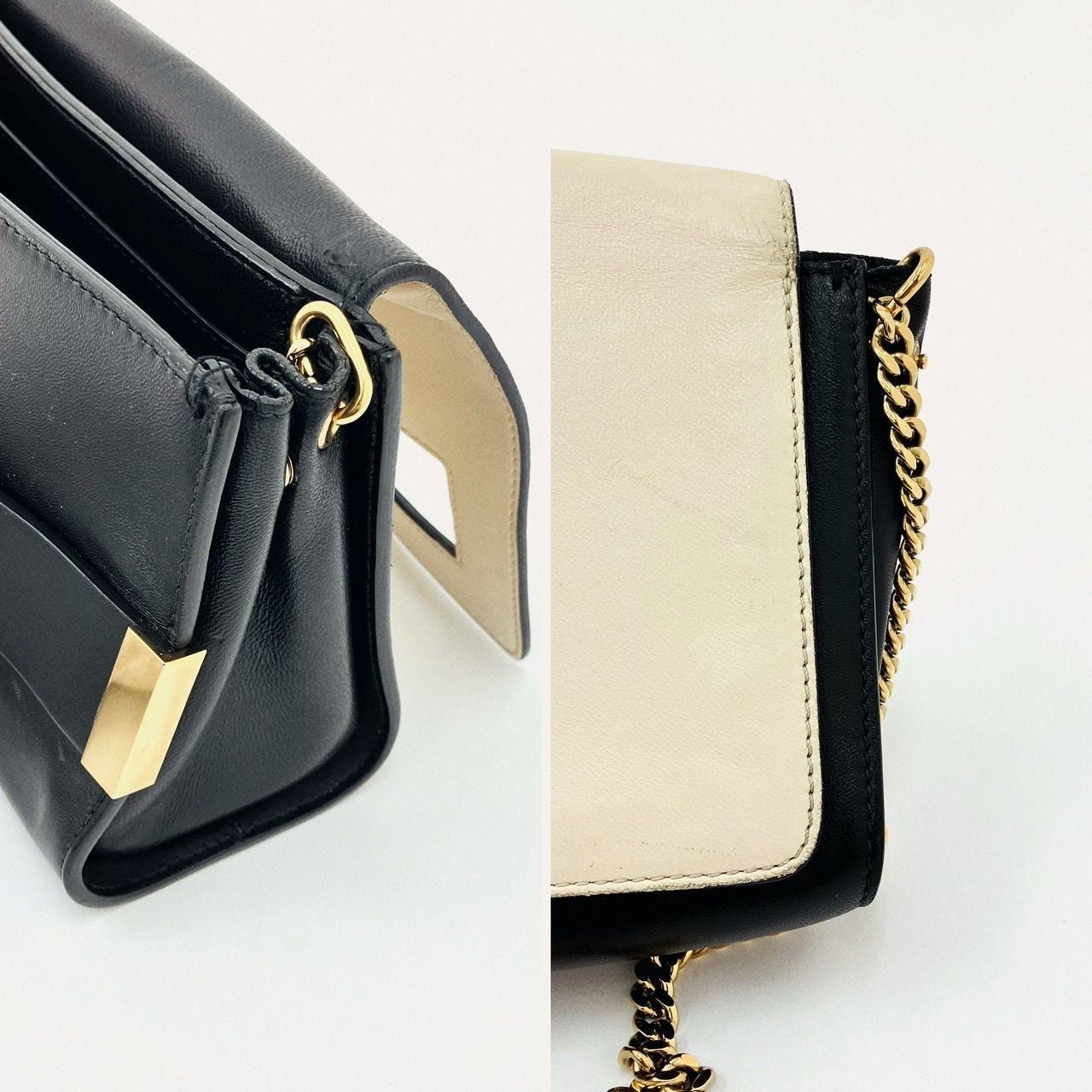 Chloe Shoulder Bag Purse Chain Leather Black Beige Authentic