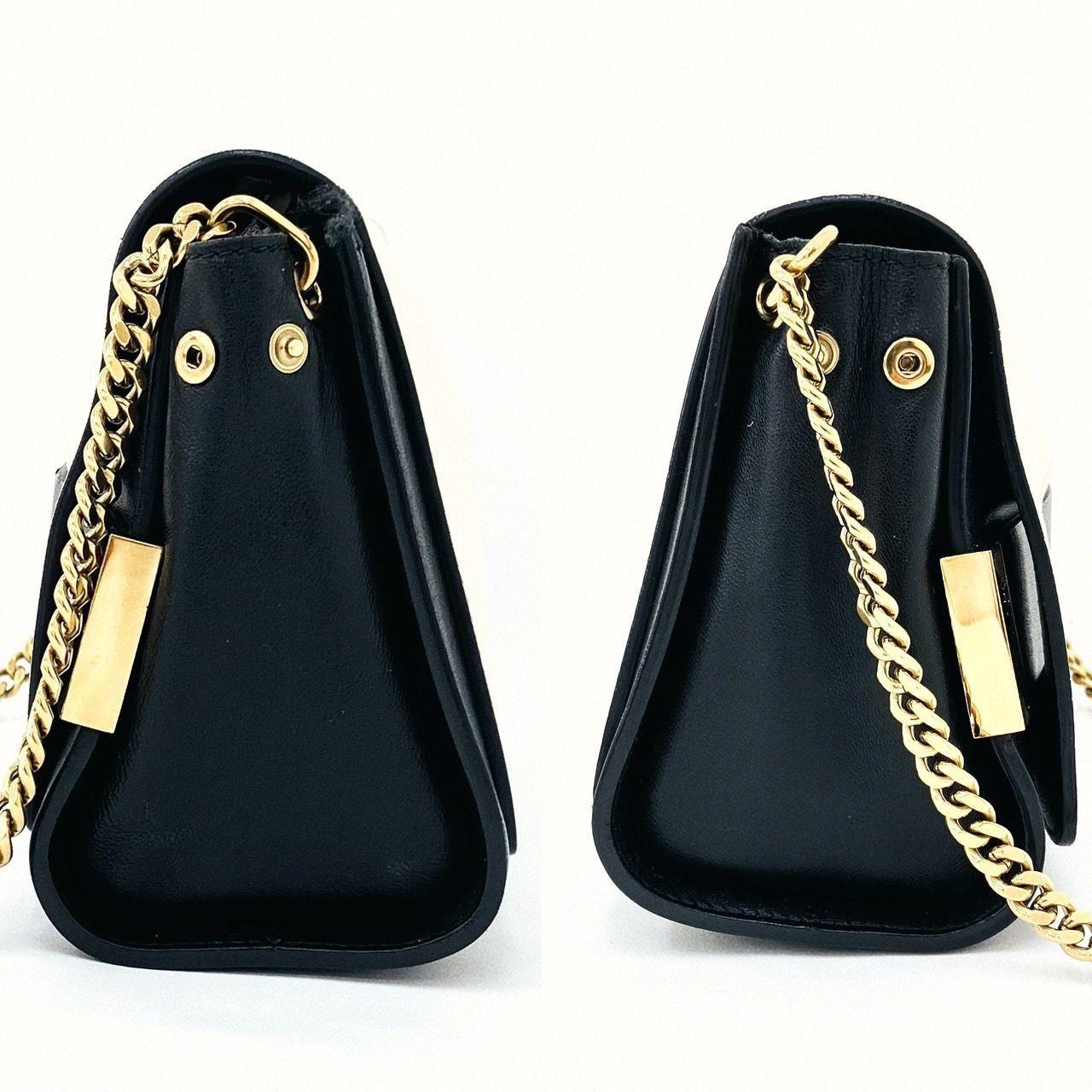 Chloe Shoulder Bag Purse Chain Leather Black Beige Authentic