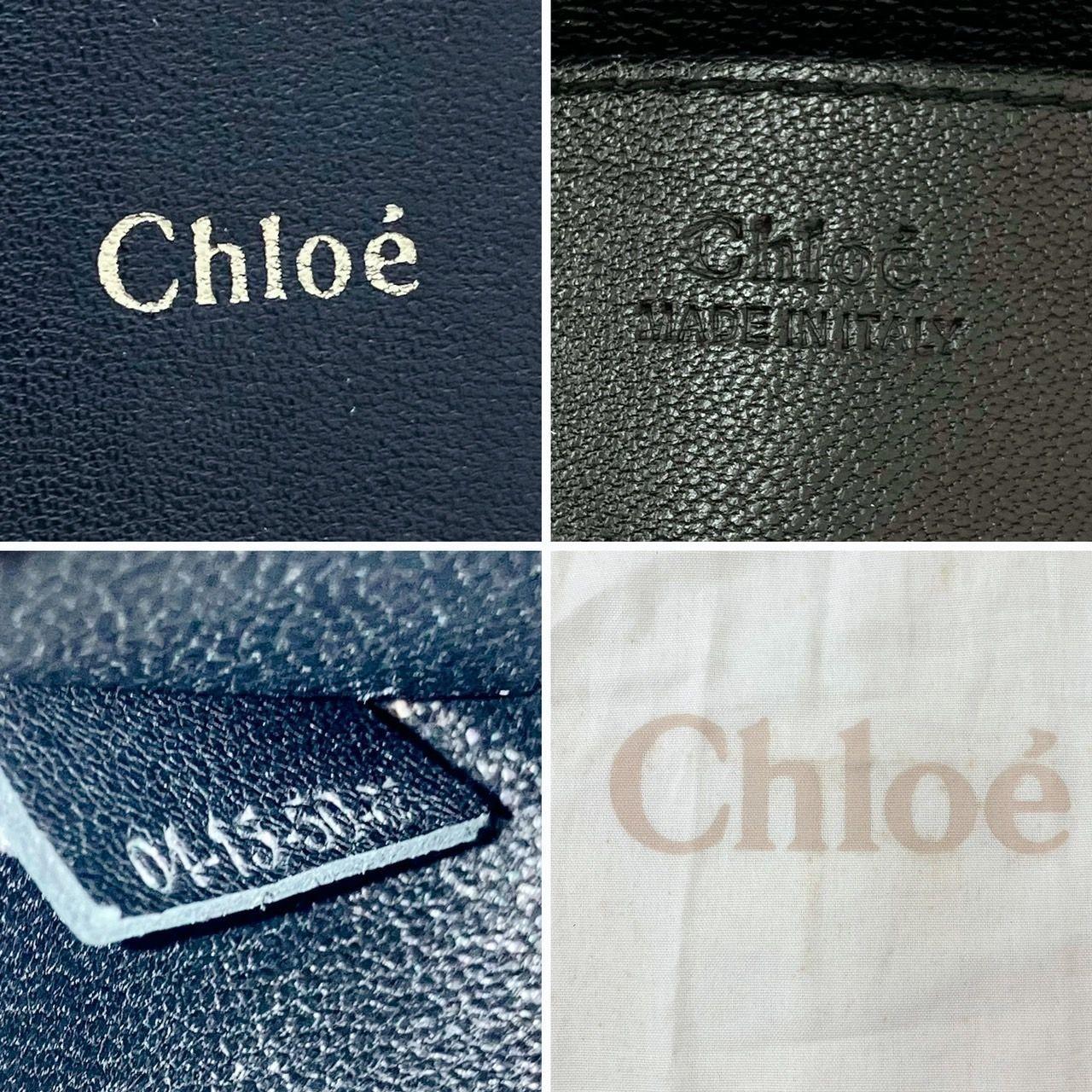 Chloe Shoulder Bag Purse Chain Leather Black Beige Authentic