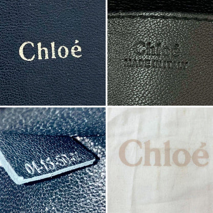 Chloe Shoulder Bag Purse Chain Leather Black Beige Authentic