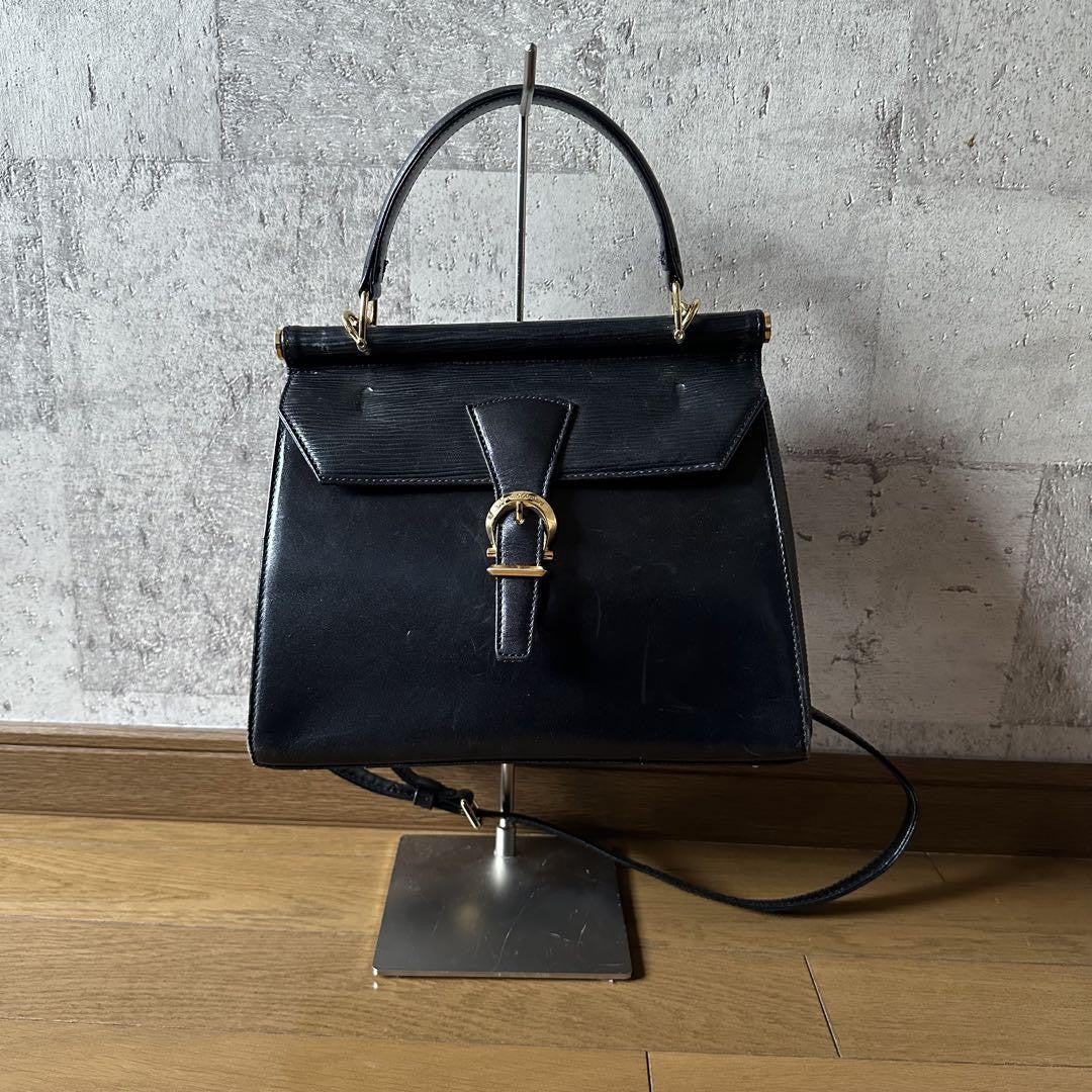 Valentino Garavani Shoulder Bag Purse convertible Logo Leather Black Authentic