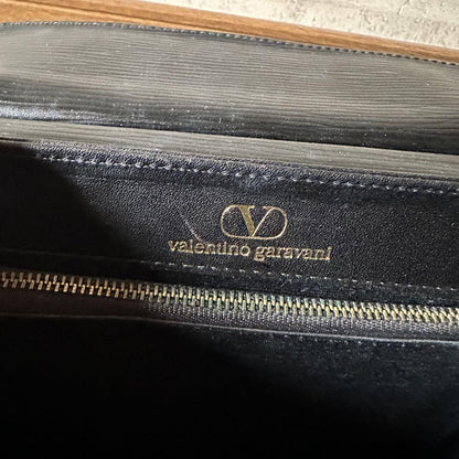 Valentino Garavani Shoulder Bag Purse convertible Logo Leather Black Authentic