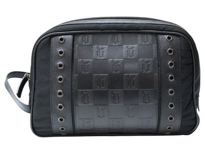 VERSACE Clutch Bag Second Bag Nylon Black Authentic