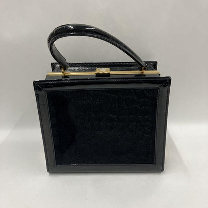 VERSACE Hand Bag Tote Purse Patent Leather Black Authentic