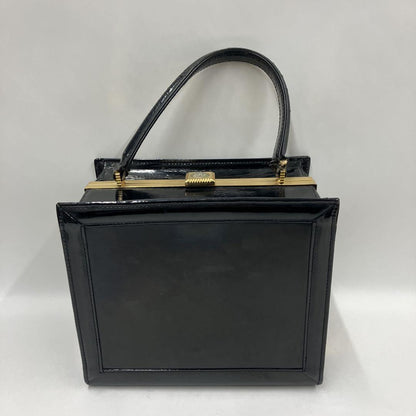 VERSACE Hand Bag Tote Purse Patent Leather Black Authentic